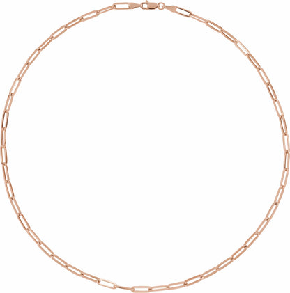 14K Rose 3.85 mm Elongated Flat Link 7 Chain