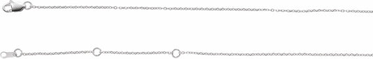 14K White 1 mm Adjustable Diamond-Cut Cable Chain 6 1/2-7 1/2 Bracelet