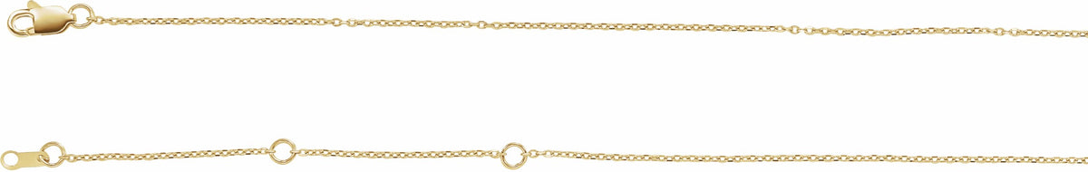 14K Yellow 1 mm Adjustable Diamond-Cut Cable Chain 6 1/2-7 1/2 Bracelet