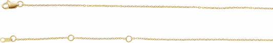 14K Yellow 1 mm Adjustable Diamond-Cut Cable Chain 6 1/2-7 1/2 Bracelet