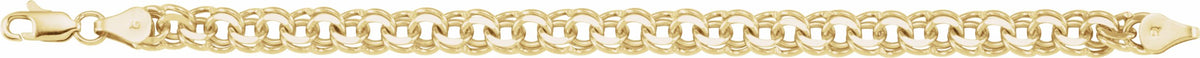 14K Yellow 7 mm Solid Double Link Charm 7.75 Bracelet