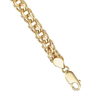14K Yellow 7 mm Solid Double Link Charm 7.75 Bracelet