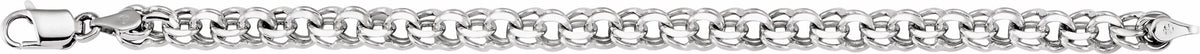14K White 7 mm Solid Double Link Charm 7 Bracelet