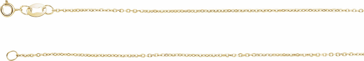14K Yellow 1 mm Diamond-Cut Cable Chain 7 Bracelet