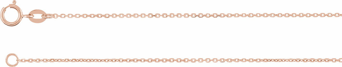 14K Rose 1 mm Diamond-Cut Cable Chain 7 Bracelet