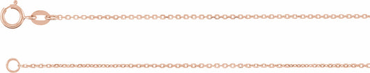 14K Rose 1 mm Diamond-Cut Cable Chain 7 Bracelet