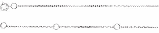14K White 1 mm Adjustable Diamond-Cut Cable Chain 6 1/2-7 1/2 Bracelet