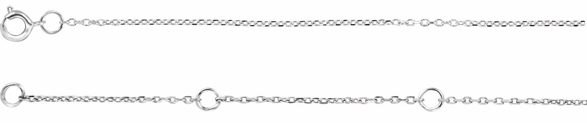 Platinum 1 mm Adjustable Diamond-Cut Cable Chain 6 1/2-7 1/2 Bracelet