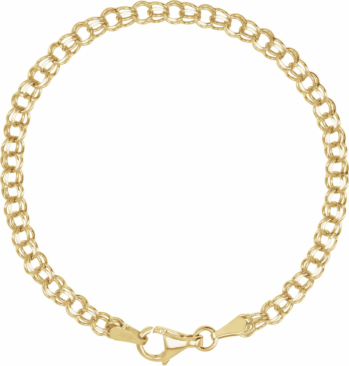 14K Yellow 3.75 mm Solid 7 Charm Bracelet
