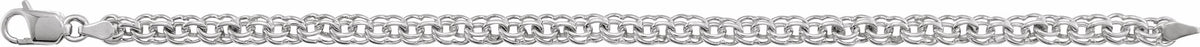 14K White Solid Double Link Charm Bracelet
