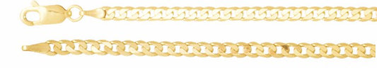 14K Yellow 3 mm Solid Curb 7 Chain