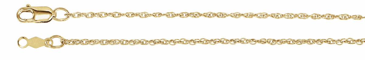 14K Yellow 1.25 mm Rope 7 Chain