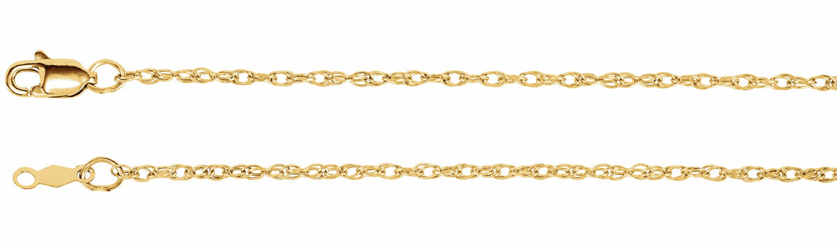 14K Yellow 1.5 mm Rope 7 Chain