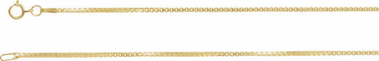 14K Yellow 1.3 mm Diamond Cut Box 7 Chain with Spring Ring