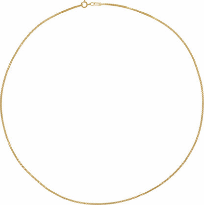 14K Yellow 1.3 mm Diamond Cut Box 7 Chain with Spring Ring