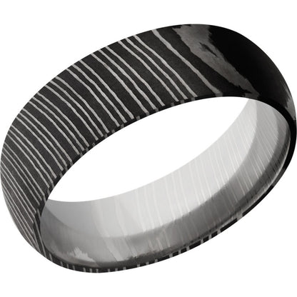 Lashbrook Black & White Damascus Steel 7mm Men's Wedding Band