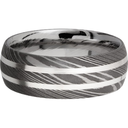 Lashbrook Black & White Damascus Steel 8mm Men's Wedding Band