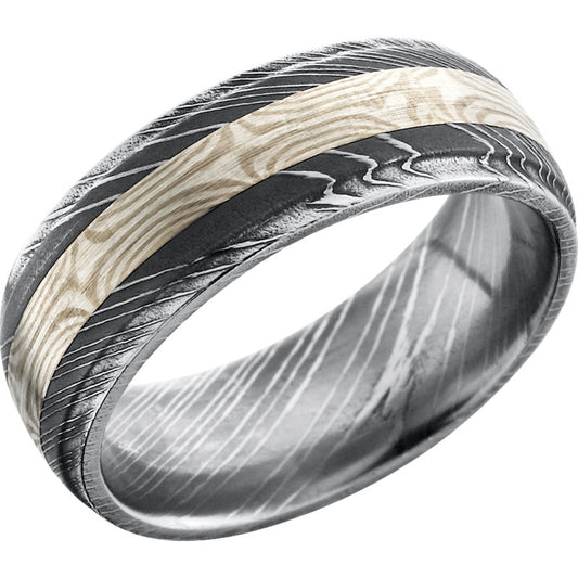 Lashbrook Black & White Damascus Steel 8mm Men's Wedding Band