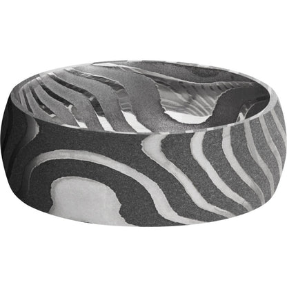 Lashbrook Black & White Damascus Steel 8mm Men's Wedding Band