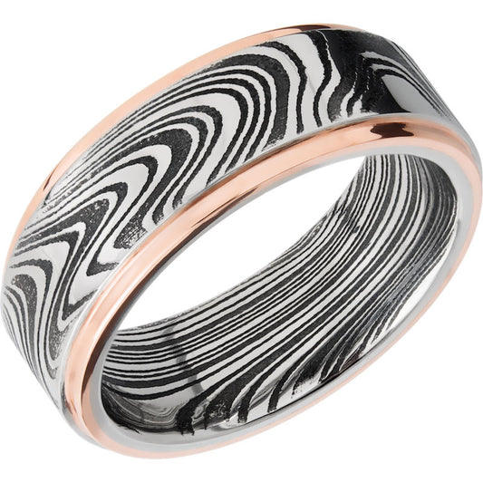 Lashbrook Black Rose & White Damascus Steel 8mm Men's Wedding Band