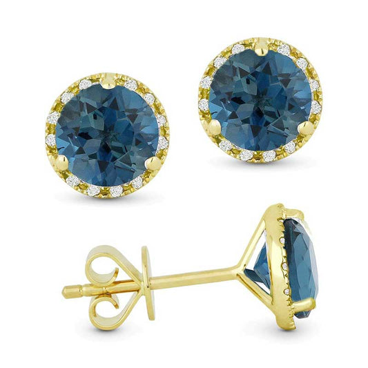 Madison L 14k Yellow Gold London Blue Earring