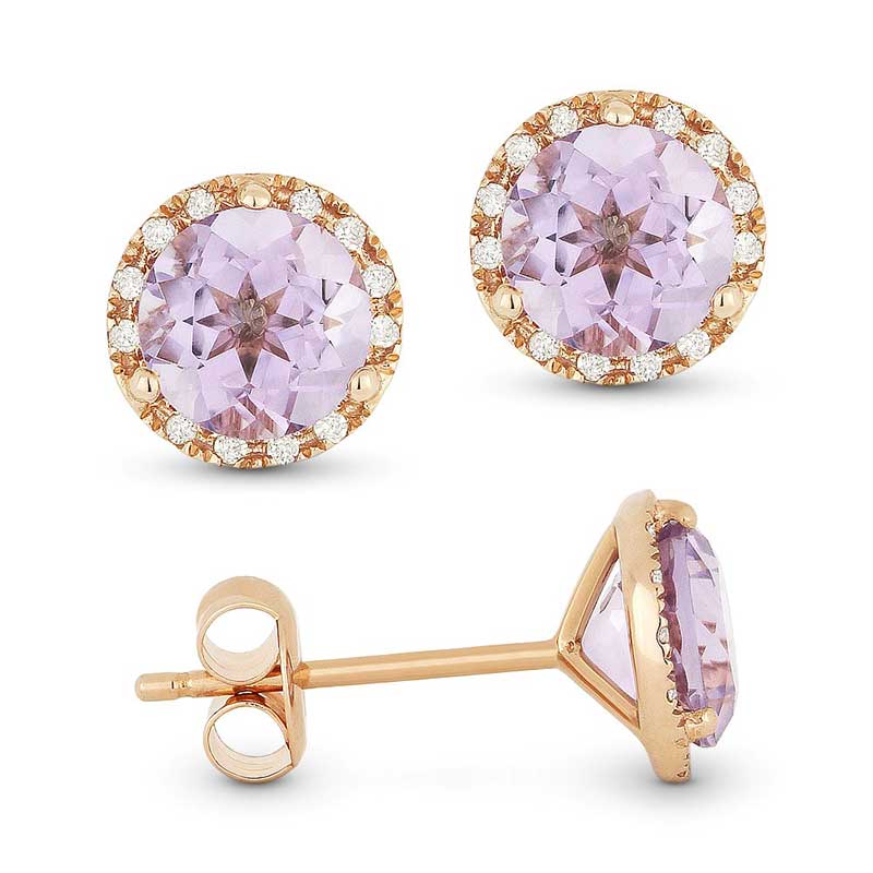 Madison L 14k Rose Gold Pink Amethyst Earring