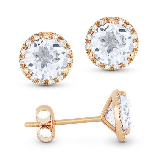 Madison L 14k Gold Topaz & Diamond Earring