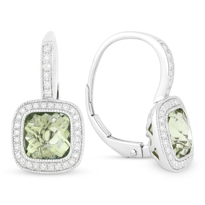 Madison L 14k White Gold Amethyst & Diamond Earring