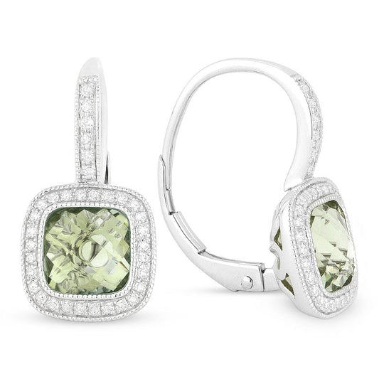 Madison L 14k White Gold Amethyst & Diamond Earring