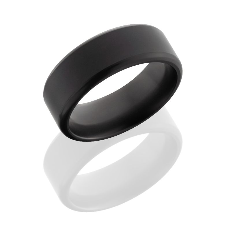 Elysium Ares Matte Beveled 8mm Black Pressed Diamond Wedding Band