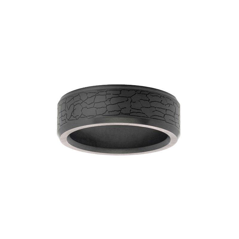Elysium Ares Matte Laser Beveled 8mm Black Pressed Diamond Wedding Band