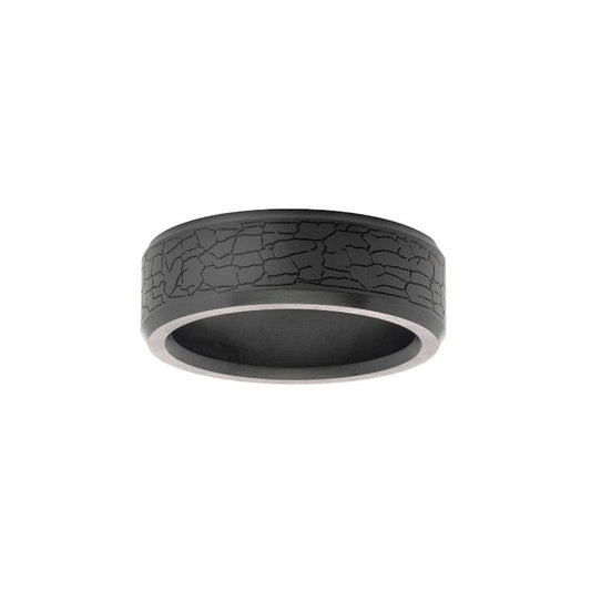 Elysium Ares Matte Laser Beveled 8mm Black Pressed Diamond Wedding Band
