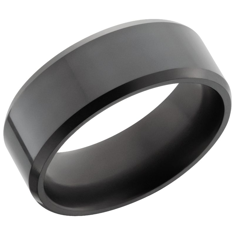 Elysium Ares Polished Beveled 8mm Black Pressed Diamond Wedding Band