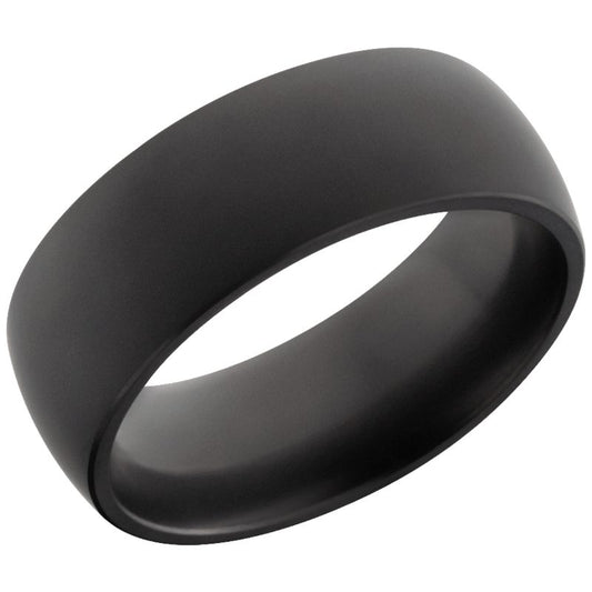Elysium Nyx Matte Dome 8mm Black Pressed Diamond Wedding Band