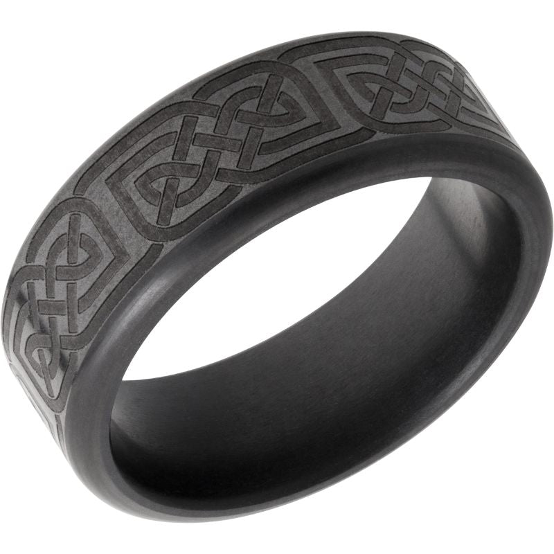 Elysium Kratos Polished Laser Rounded 8mm Black Pressed Diamond Wedding Band