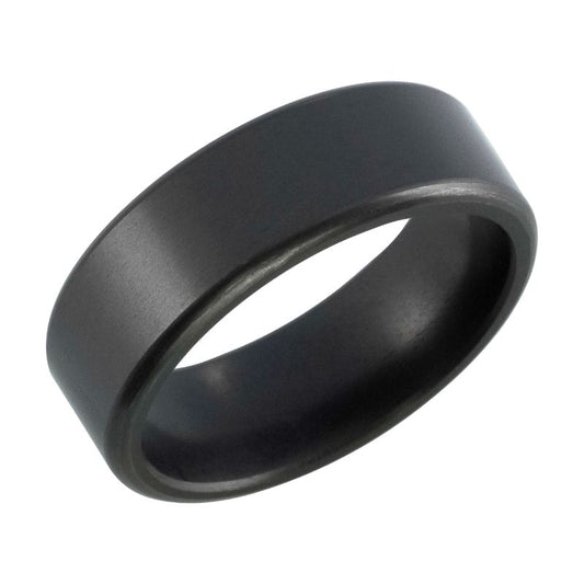 Elysium Kratos Satin Rounded 8mm Black Pressed Diamond Wedding Band