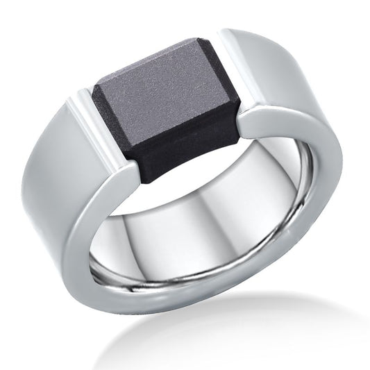 Elysium Ajax Matte Tension Titanium 8mm Black Pressed Diamond Wedding Band