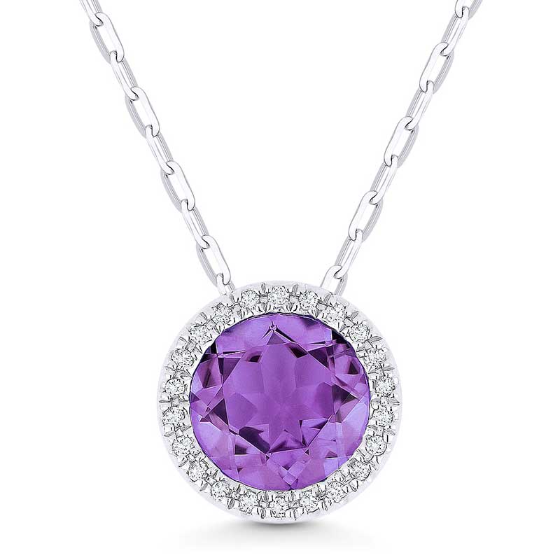 Madison L 14k White Gold Amethyst Pendant