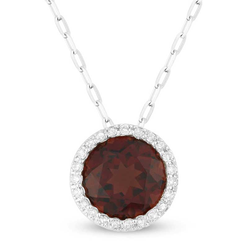 Madison L 14k White Gold Garnet Pendant