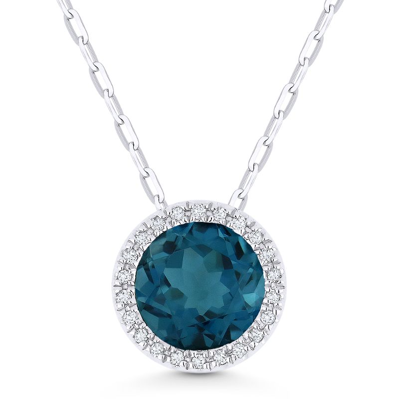 Madison L 14k Gold Topaz & Diamond Pendant