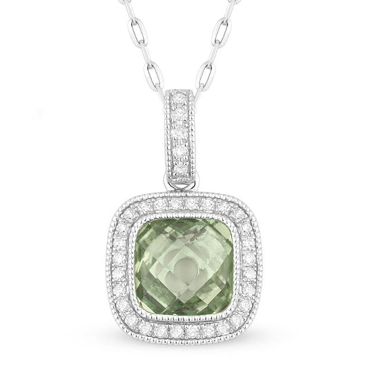 Madison L 14k White Gold Amethyst & Diamond Pendant
