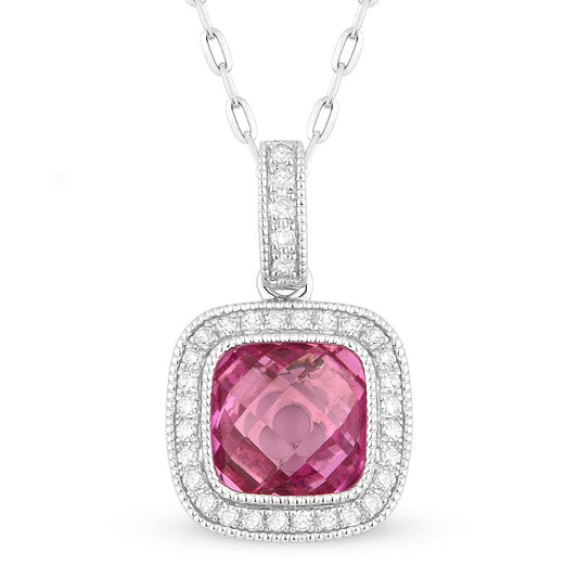 Madison L 14k White Gold Created Sapphire & Diamond Pendant