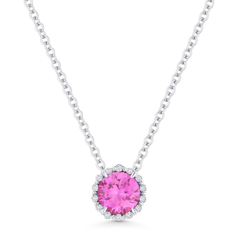 Madison L 14k White Gold Created Sapphire & Diamond Pendant