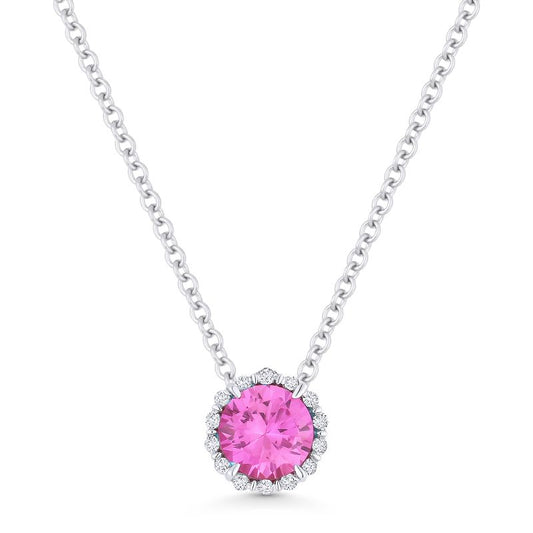 Madison L 14k White Gold Created Sapphire & Diamond Pendant
