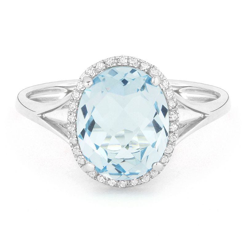 Madison L 14k White Gold Topaz & Diamond Ring