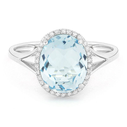 Madison L 14k White Gold Topaz & Diamond Ring