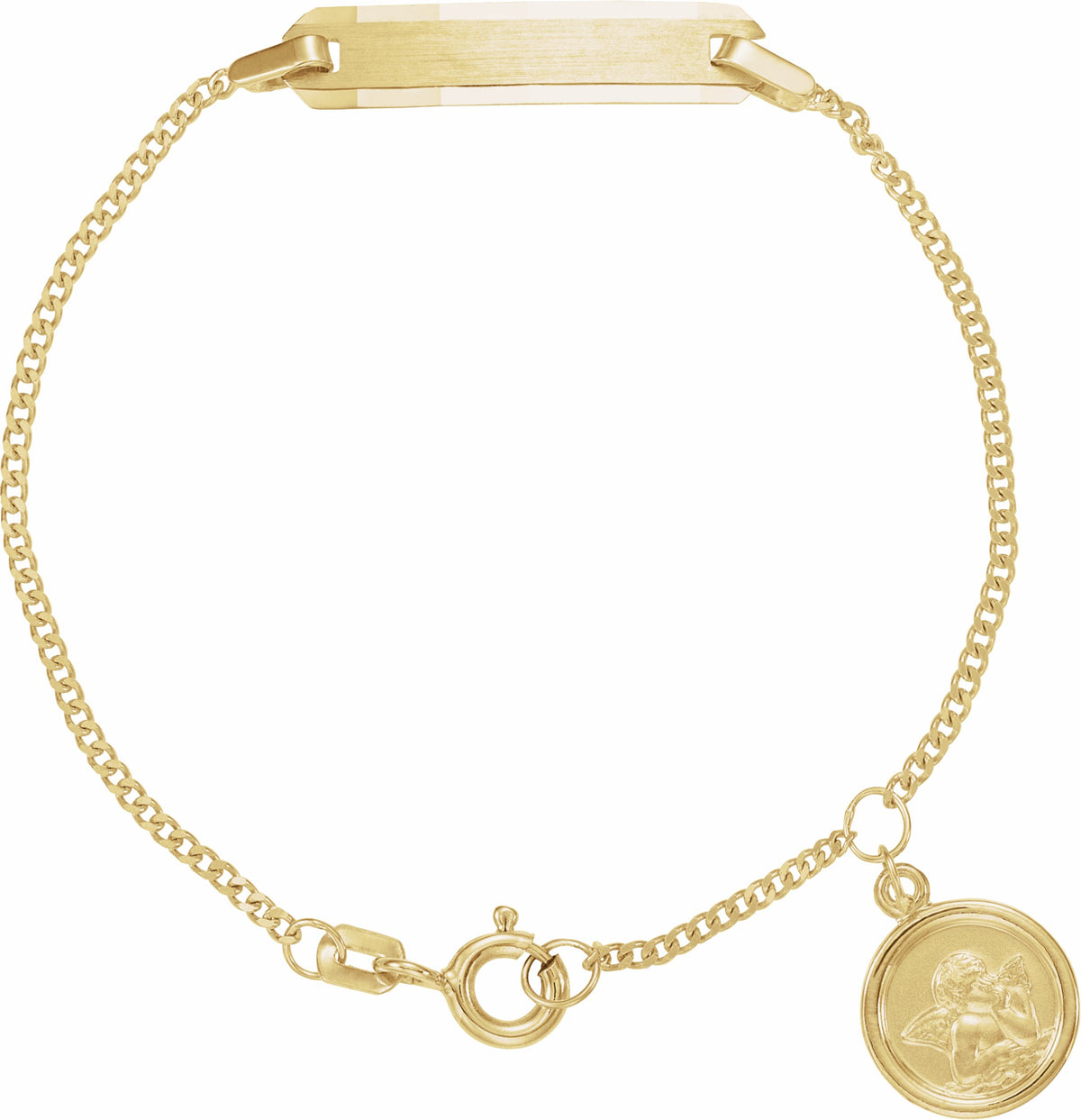 14K Yellow Youth Identification 4.5 Bracelet with Angel Charm