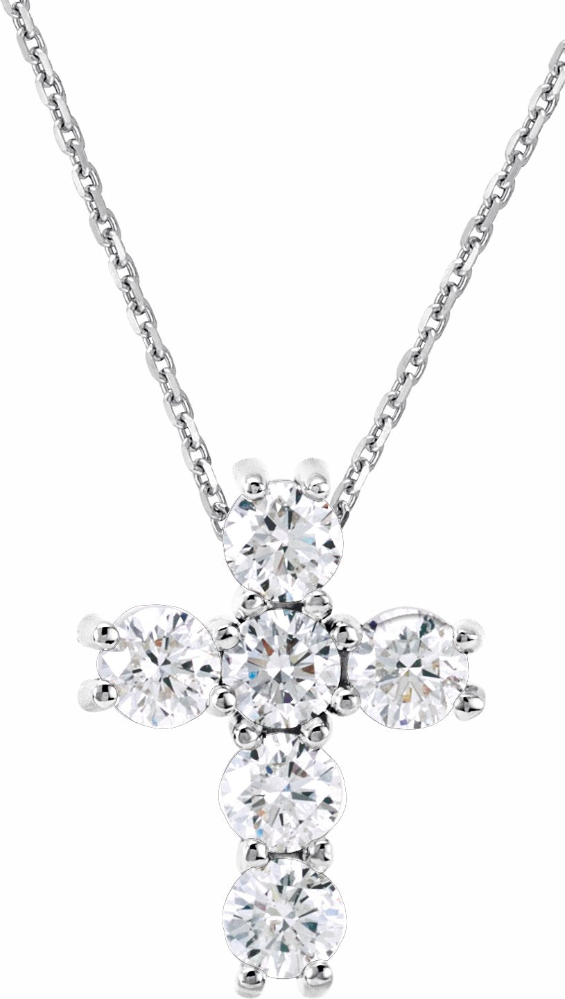 14K White 1/3 CTW Diamond Cross 18 Necklace