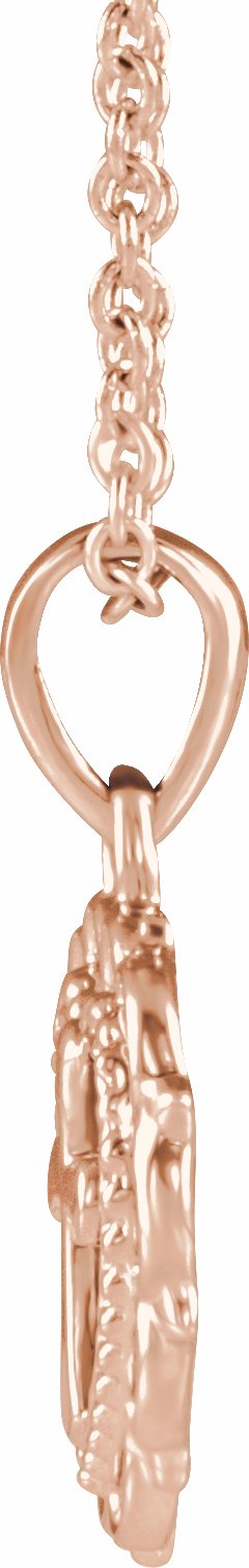 14K Rose Youth Heart with Cross 16-18 Necklace