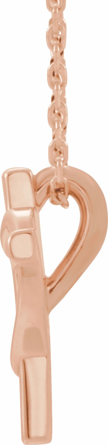 14K Rose Youth Cross with Heart 15 Necklace